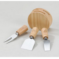 Wood Cheese Block w/ 3 Wood Handle Utensils